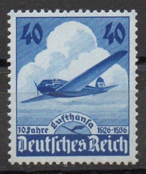 Michel Nr. 603, 10 Jahre Lufthansa postfrisch, geprüft BPP.